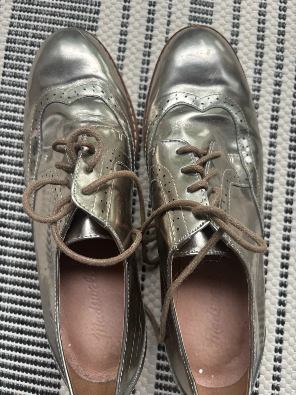 Madewell Metallic Silver Women's Oxford Lace-Up Shoes